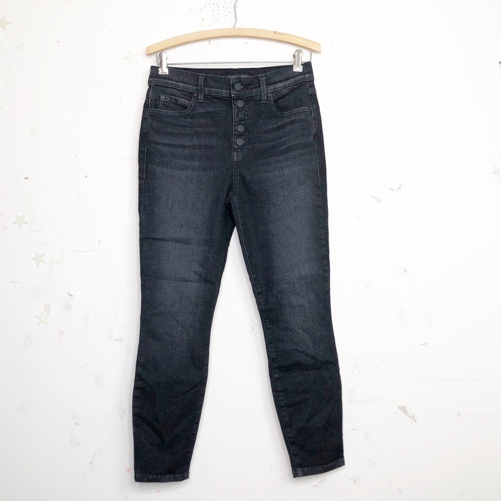 LEVEL 99 size 28 black exposed button fly hi rise skinny jeans